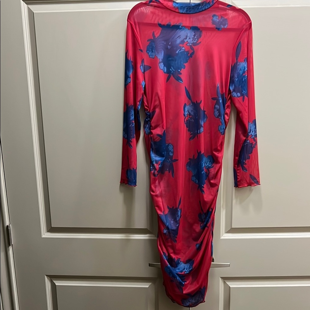 Sheer Pink and Blue Floral Dress Size 1X